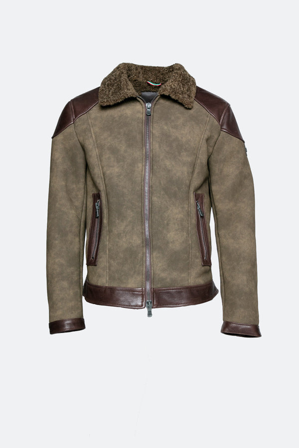 Elton Gold Shearling Style Collar Green