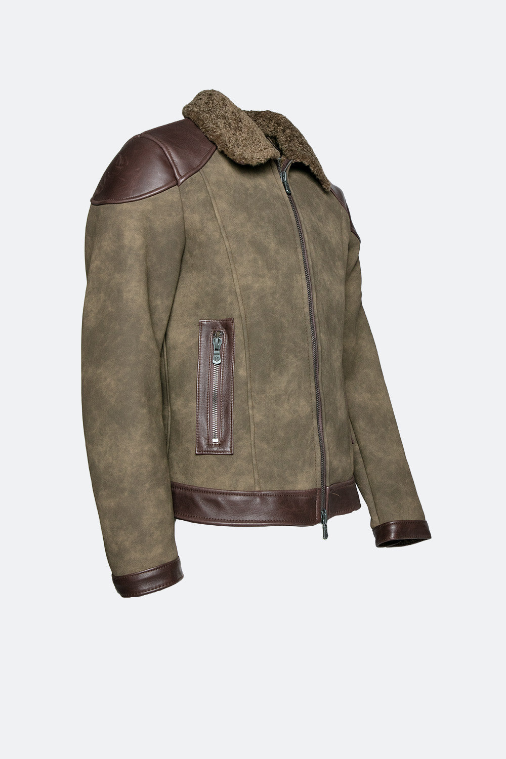 Elton Gold Shearling Style Collar Green