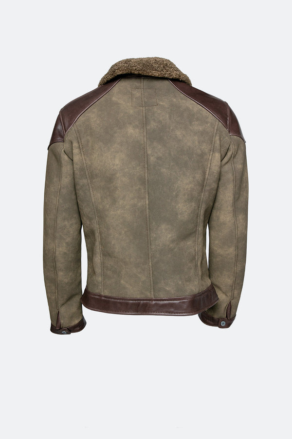 Elton Gold Shearling Style Collar Green