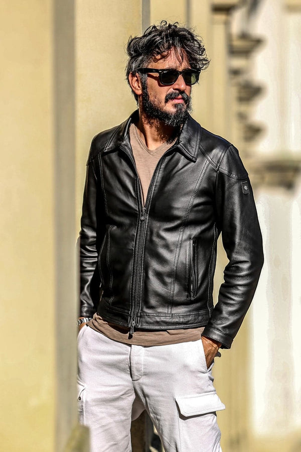 Elton Gold Colletto giacca uomo 100% vera pelle Made in Italy - Barone Firenze