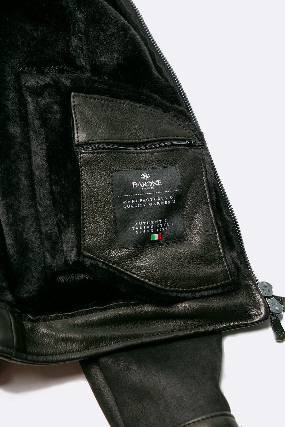 Elton Gold Colletto Shearling Style Nero giacca uomo Made in Italy - Barone Firenze