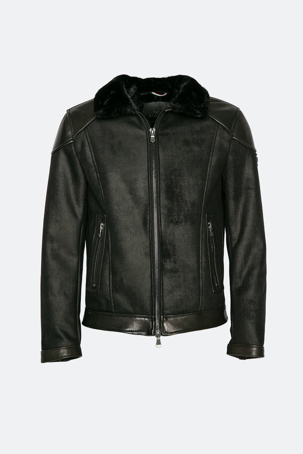 Elton Gold Colletto Shearling Style Nero giacca uomo Made in Italy - Barone Firenze