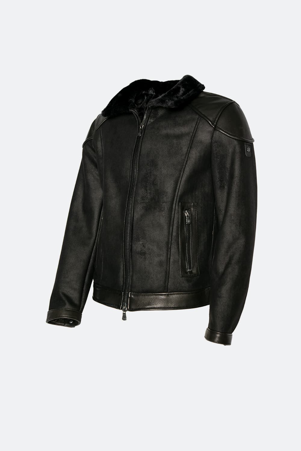 Elton Gold Colletto Shearling Style Nero giacca uomo Made in Italy - Barone Firenze