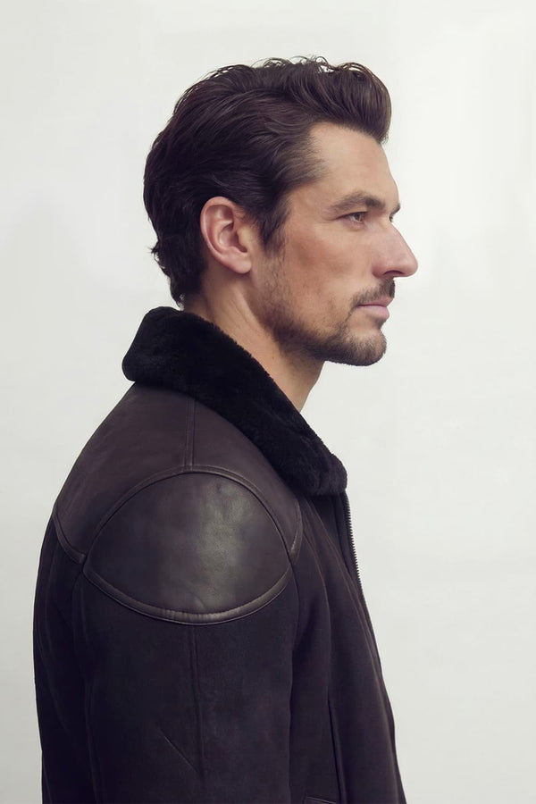 Elton Gold Colletto Shearling Style Nero giacca uomo Made in Italy - Barone Firenze