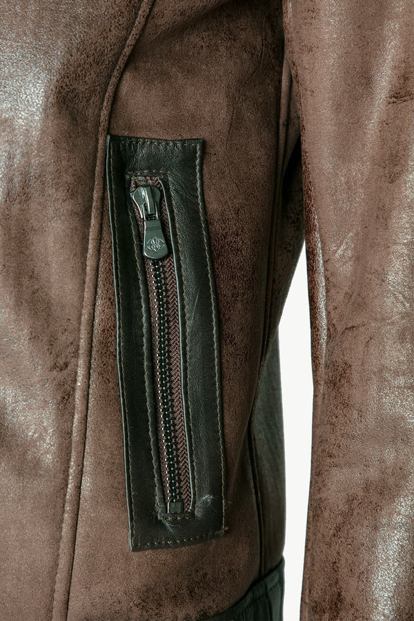 Elton Gold Colletto Shearling Style Testa di Moro giacca uomo Made in Italy - Barone Firenze