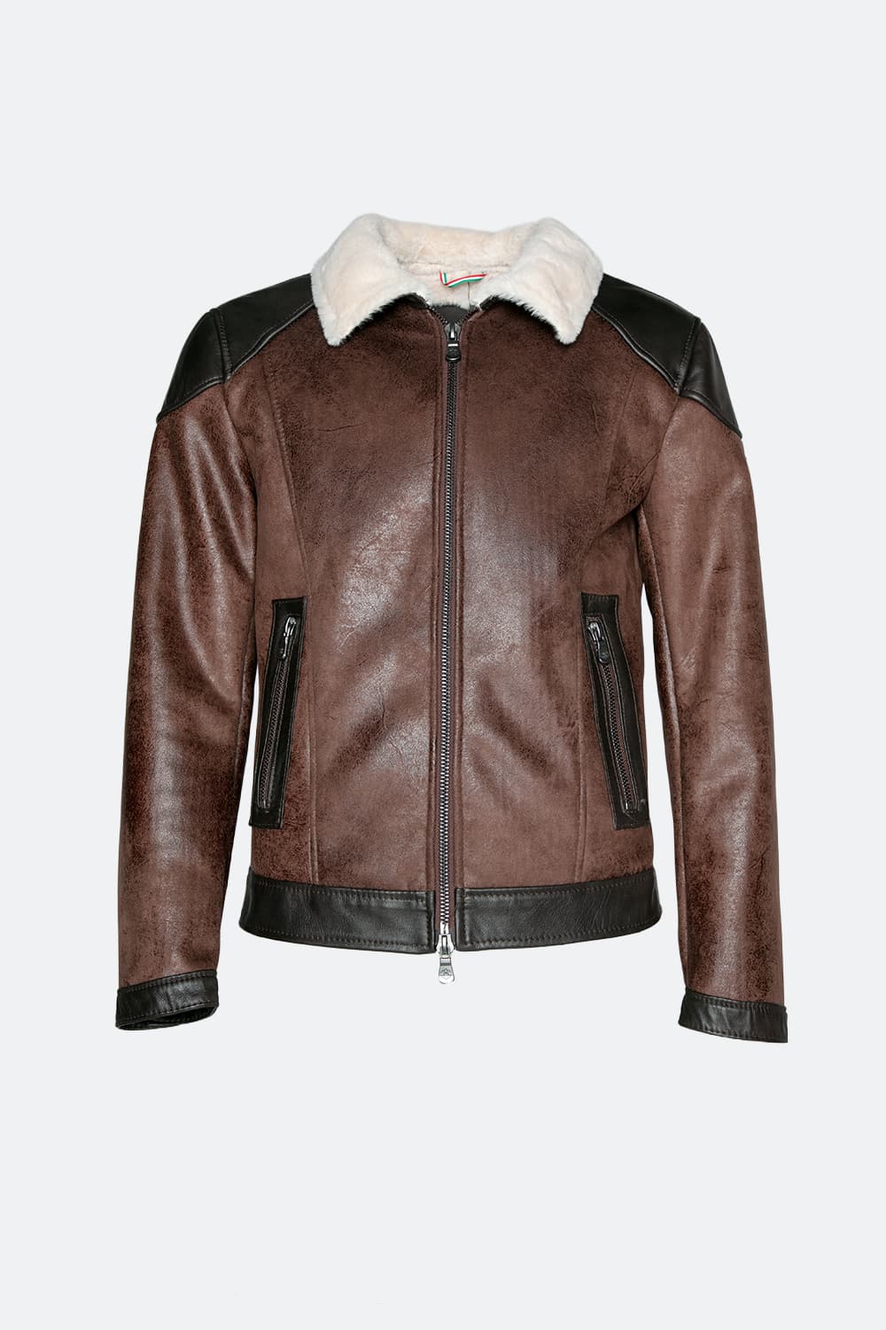 Elton Gold Colletto Shearling Style Testa di Moro giacca uomo Made in Italy - Barone Firenze
