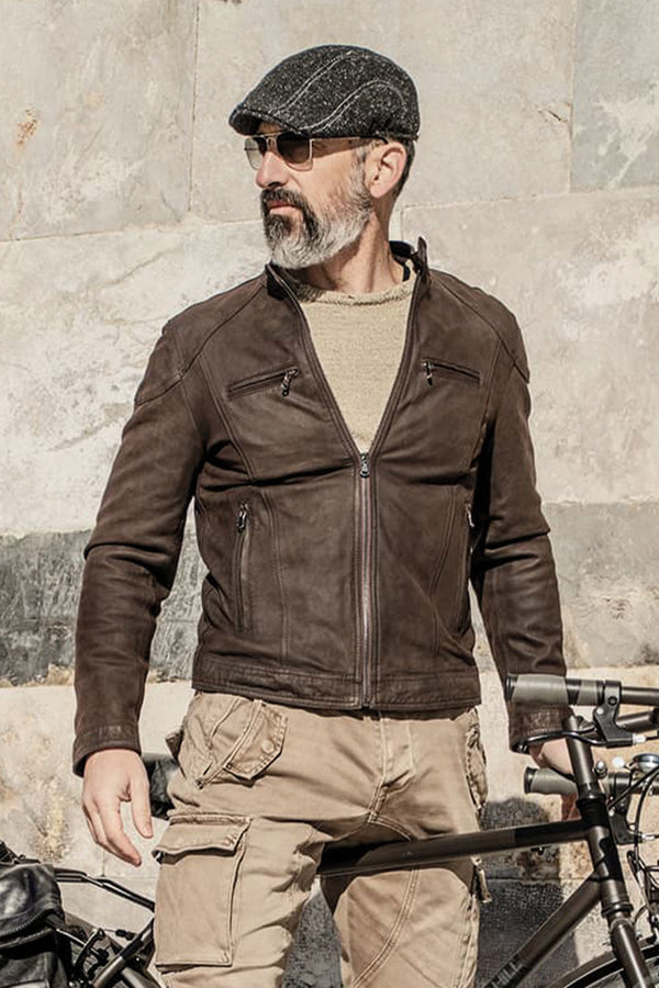 Elton Gold Oleato Testa di moro giacca uomo 100% vera pelle Made in Italy - Barone Firenze