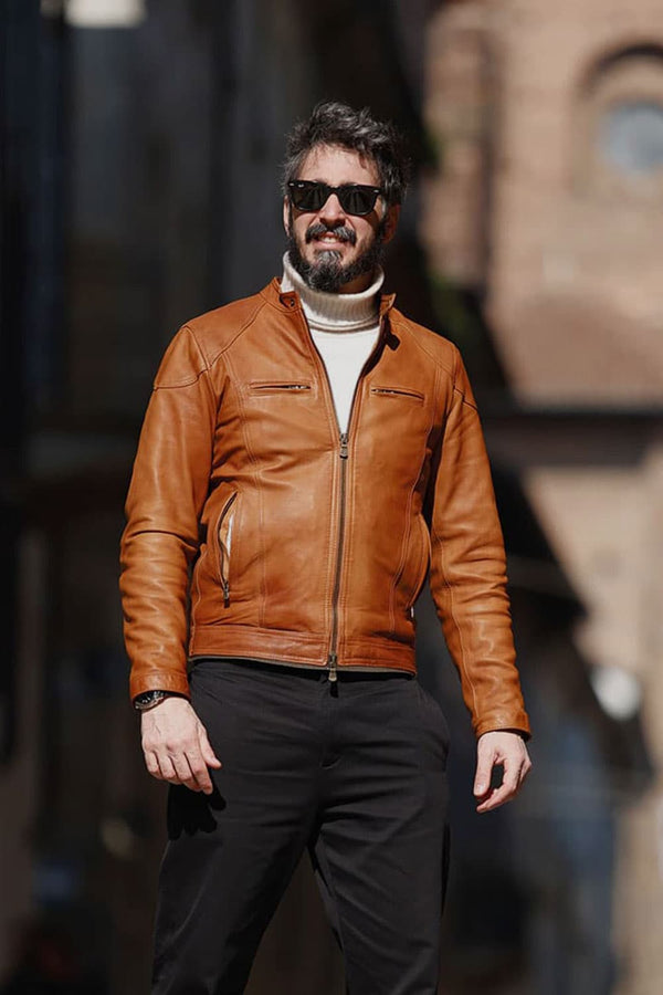 Elton Gold Vintage giacca uomo 100% vera pelle Made in Italy- Barone Firenze