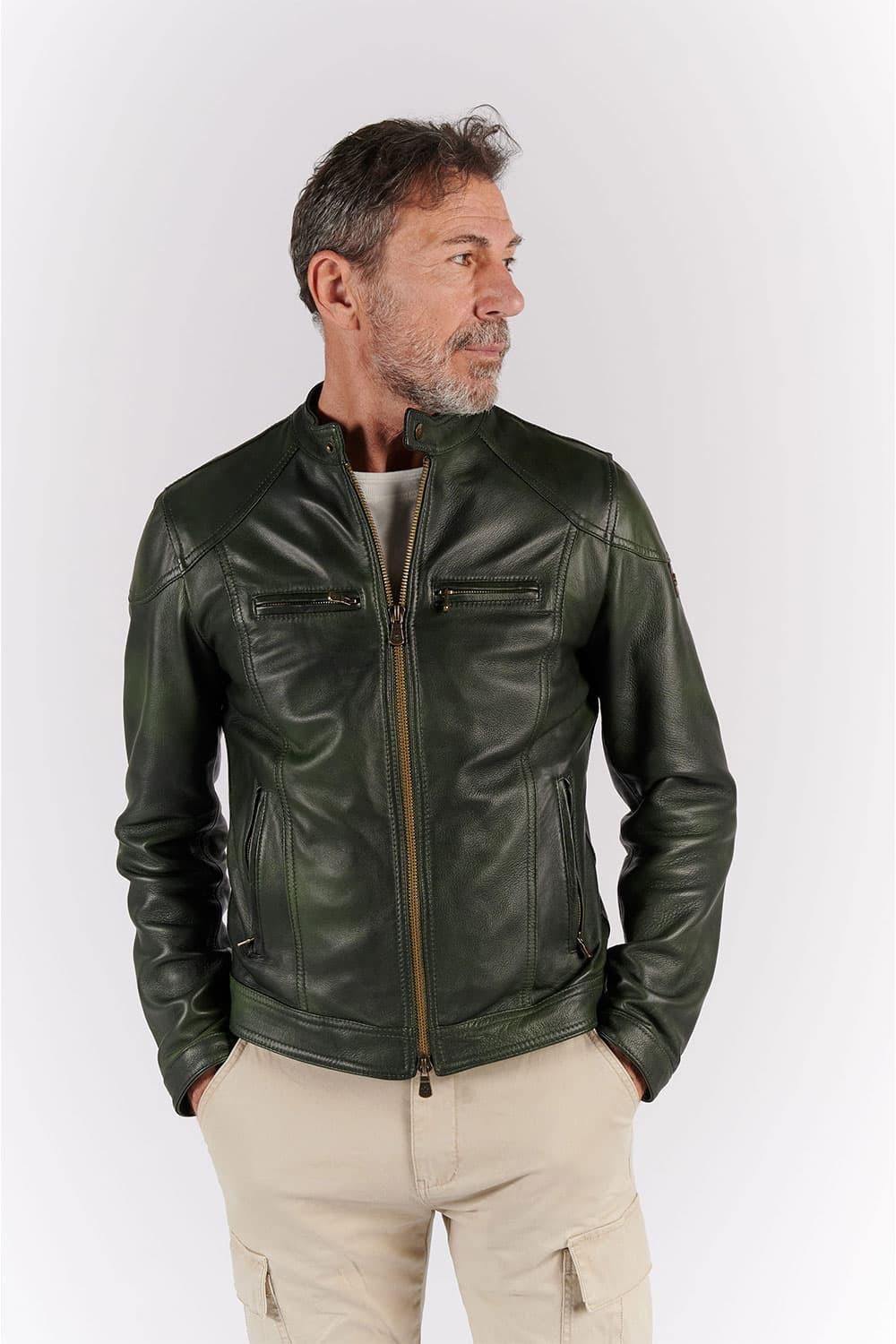 Elton Verde giacca uomo 100% vera pelle Made in Italy - Barone Firenze