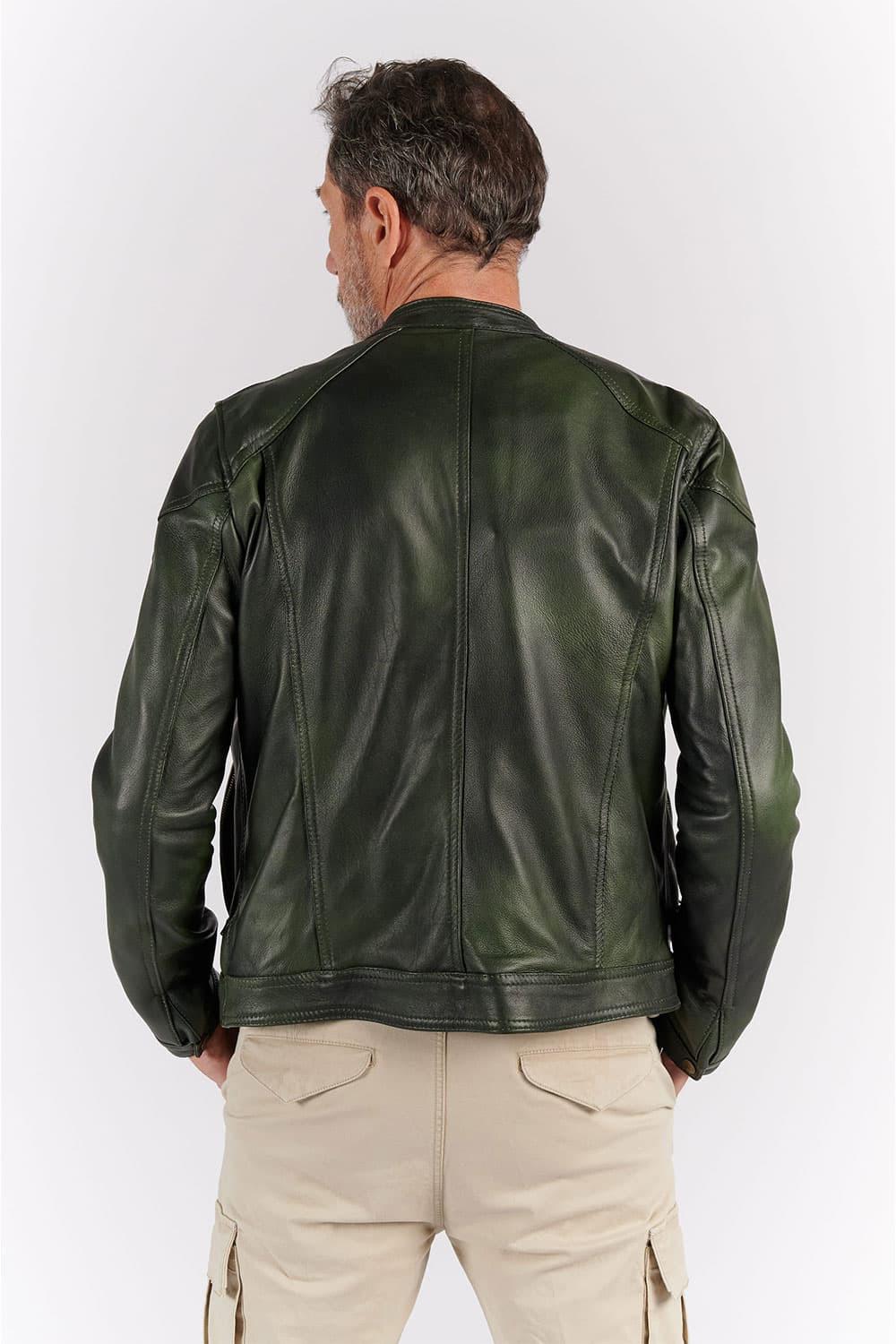 Elton Verde giacca uomo 100% vera pelle Made in Italy - Barone Firenze