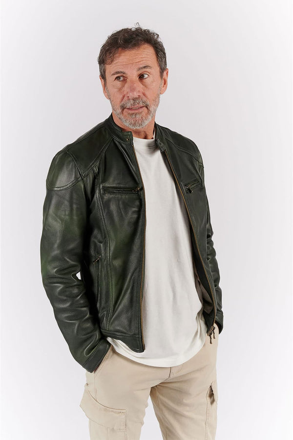 Elton Verde giacca uomo 100% vera pelle Made in Italy - Barone Firenze