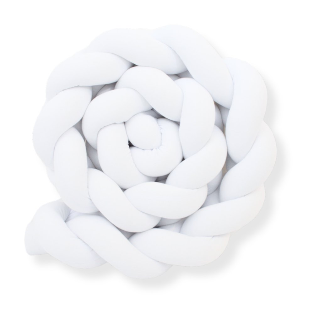 Enojna obroba za otroško posteljico PUFFI® – Snow White, mehka pletena kitka
