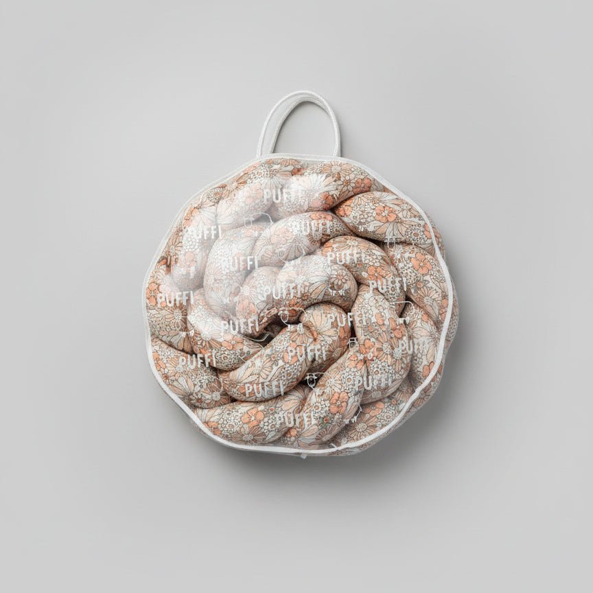 Enojna obroba za otroško posteljo JERSEY CHEERFUL FLOWER PEACH - PUFFI