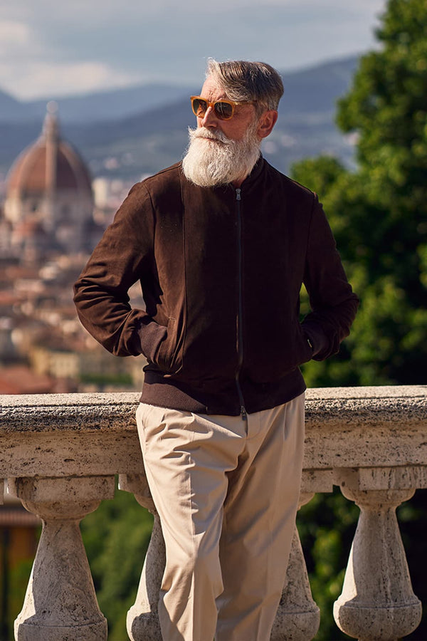 Enrico Camoscio giacca uomo 100% vera pelle Made in Italy - Barone Firenze