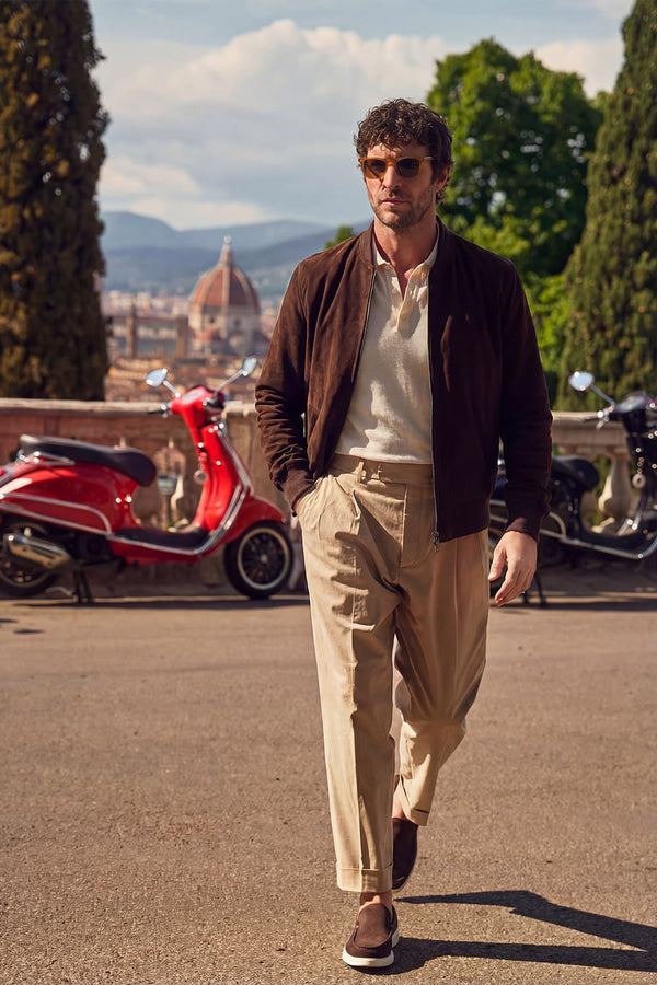 Enrico Camoscio giacca uomo 100% vera pelle Made in Italy - Barone Firenze