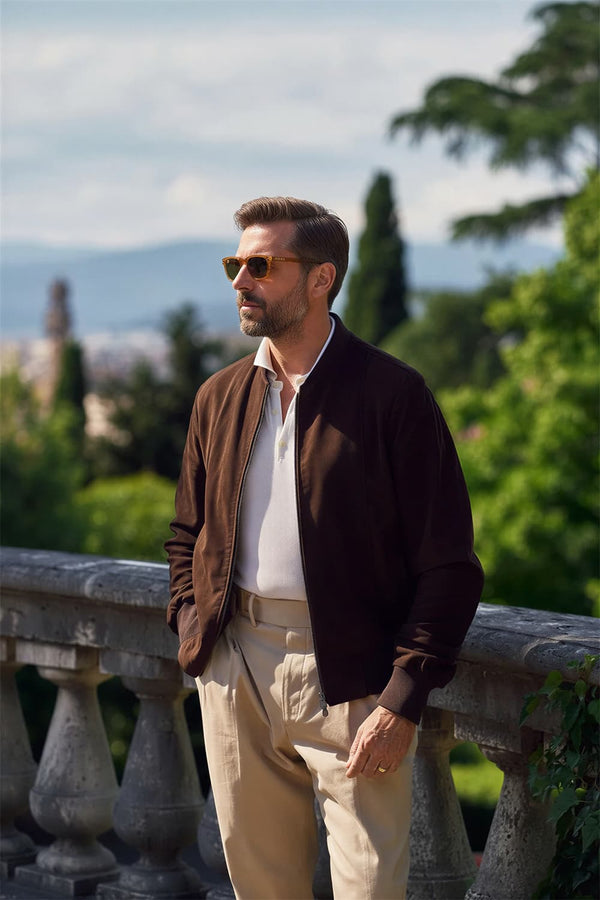 Enrico Camoscio giacca uomo 100% vera pelle Made in Italy - Barone Firenze