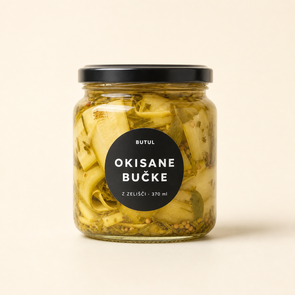 Okisane bučke z zelišči 370 ml Butul – studijska fotografija