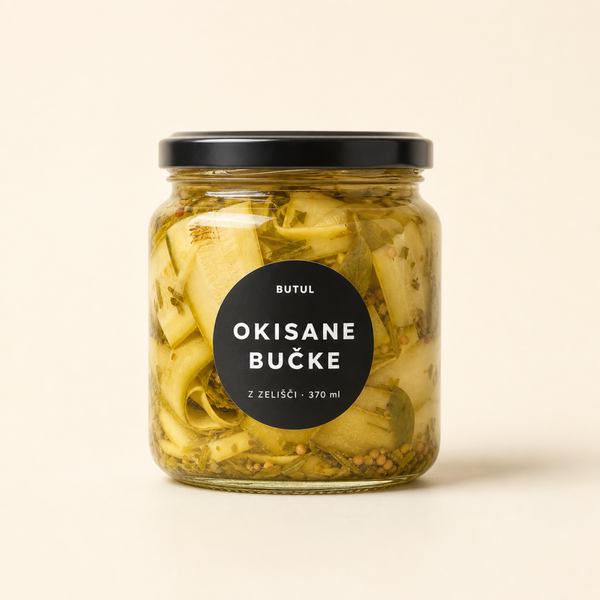 Okisane bučke z zelišči 370 ml Butul – studijska fotografija