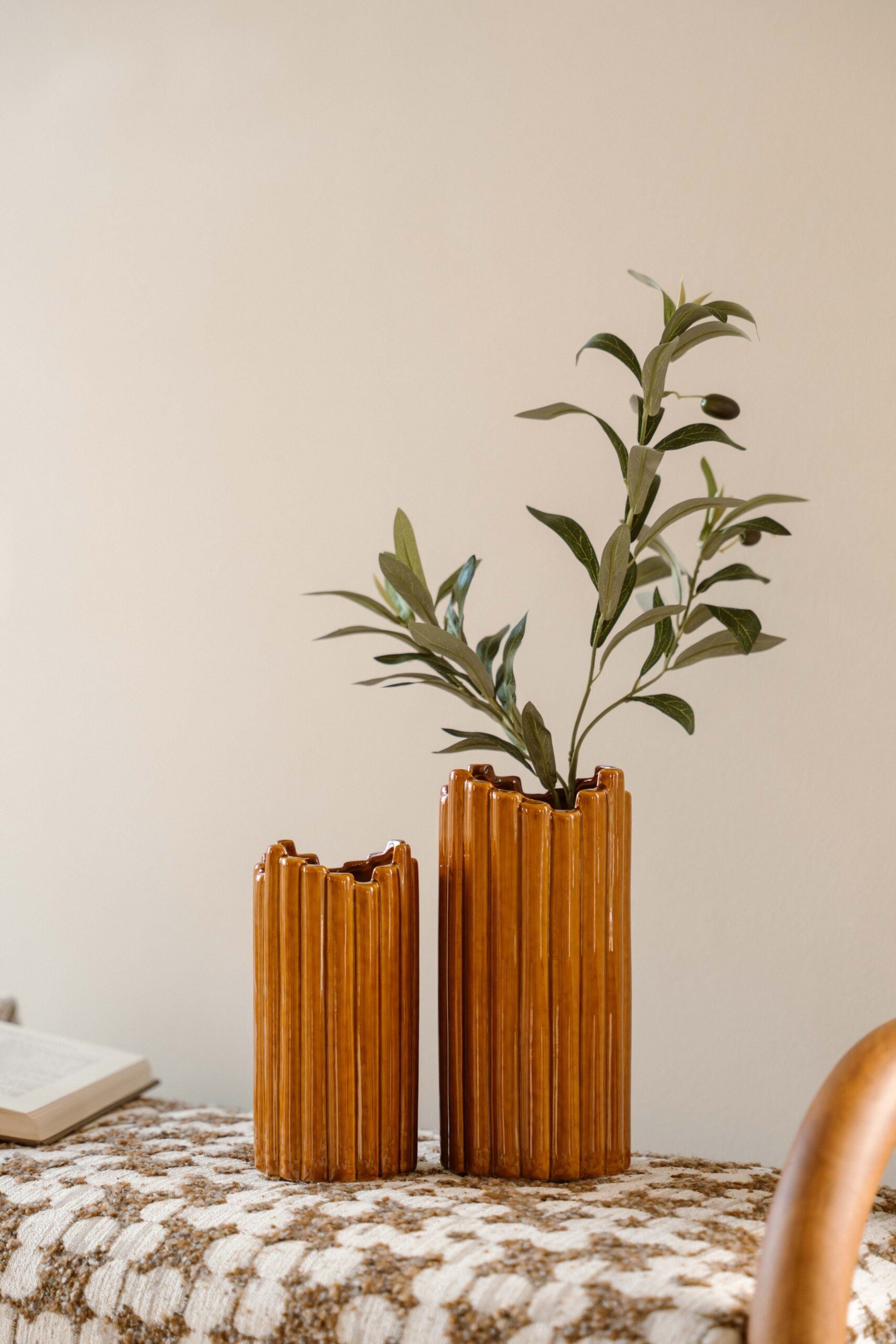 Indore Home - Vase Tubi - L - Designer Vase - Brown