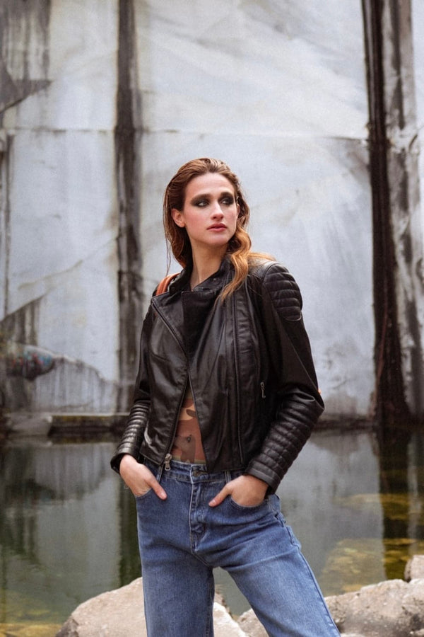 Faby Bike Corto giacca donna 100% vera pelle Made in Italy - Barone Firenze