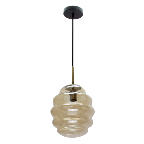Deze gedetailleerde zwart met gouden hanglamp voegt een luxe touch toe aan uw interieur. Perfect voor boven de eettafel.