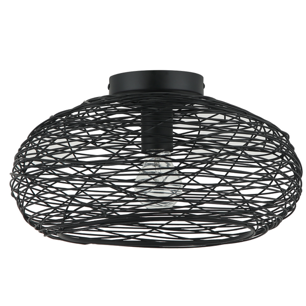 Een gedetailleerd uitzicht op de zwarte plafondlamp Filo Sottile.
