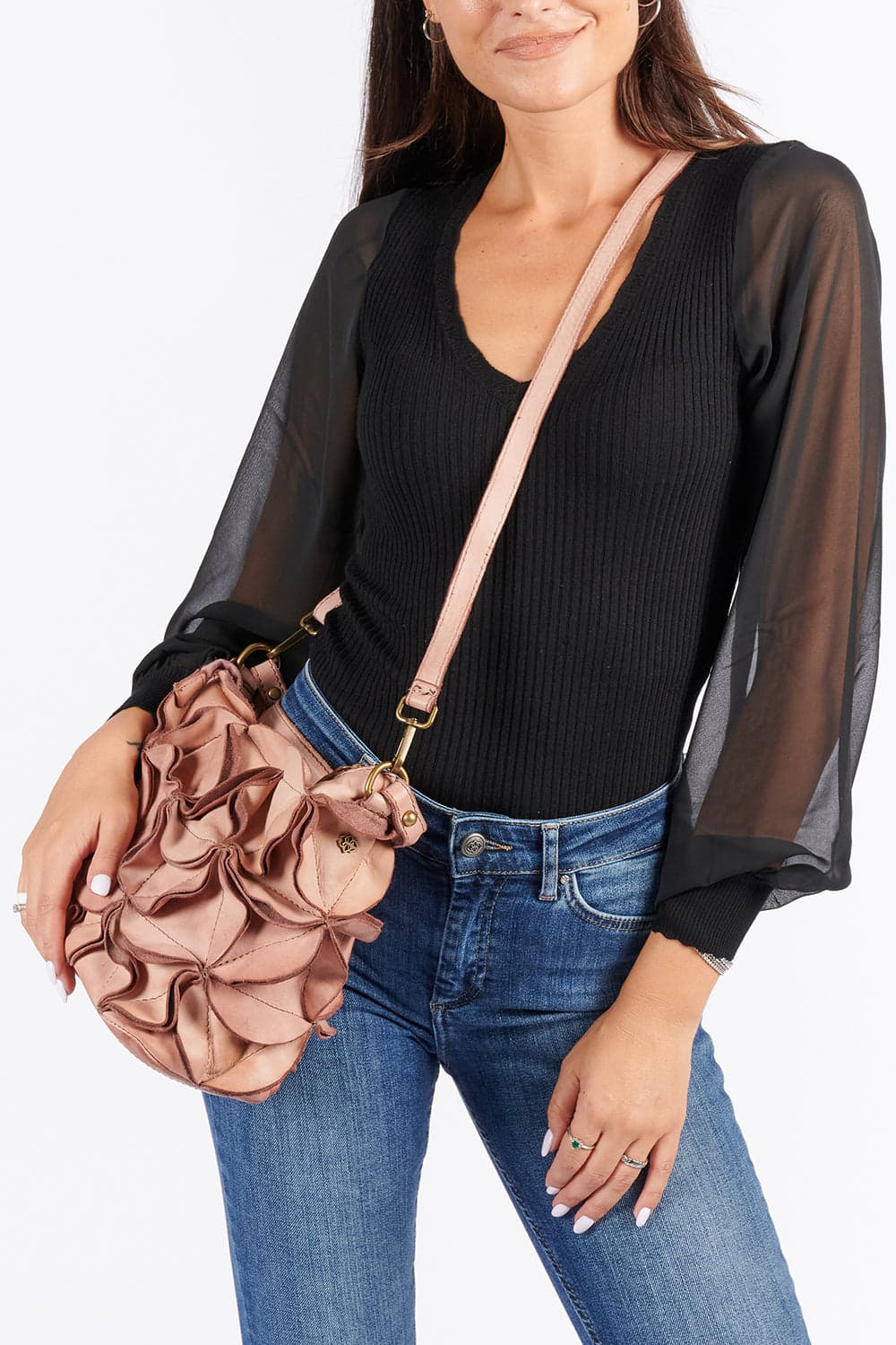 Fiore borsa donna 100% vera pelle Made in Italy - Barone Firenze