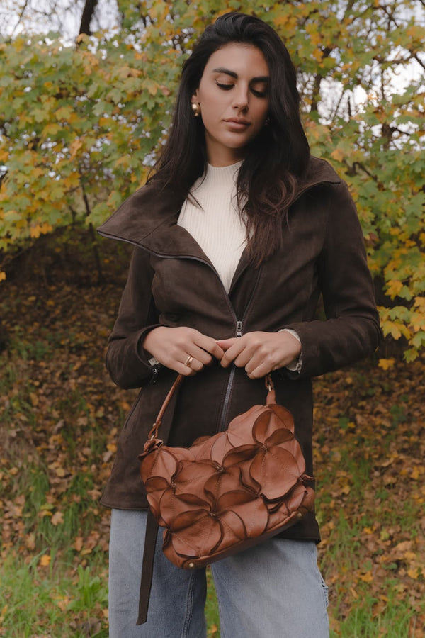 Fiore borsa donna 100% vera pelle Made in Italy - Barone Firenze