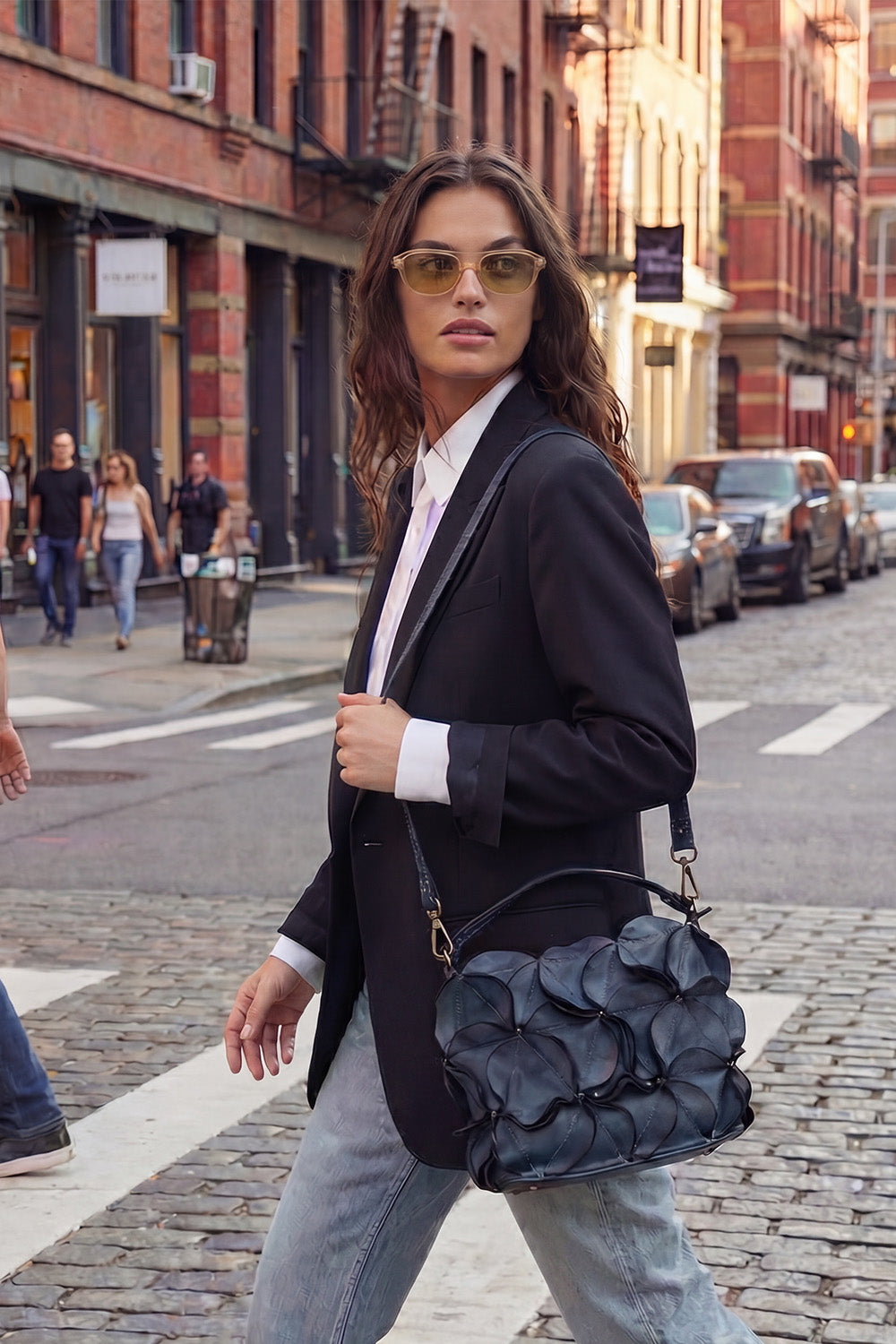 Fiore borsa donna 100% vera pelle Made in Italy - Barone Firenze