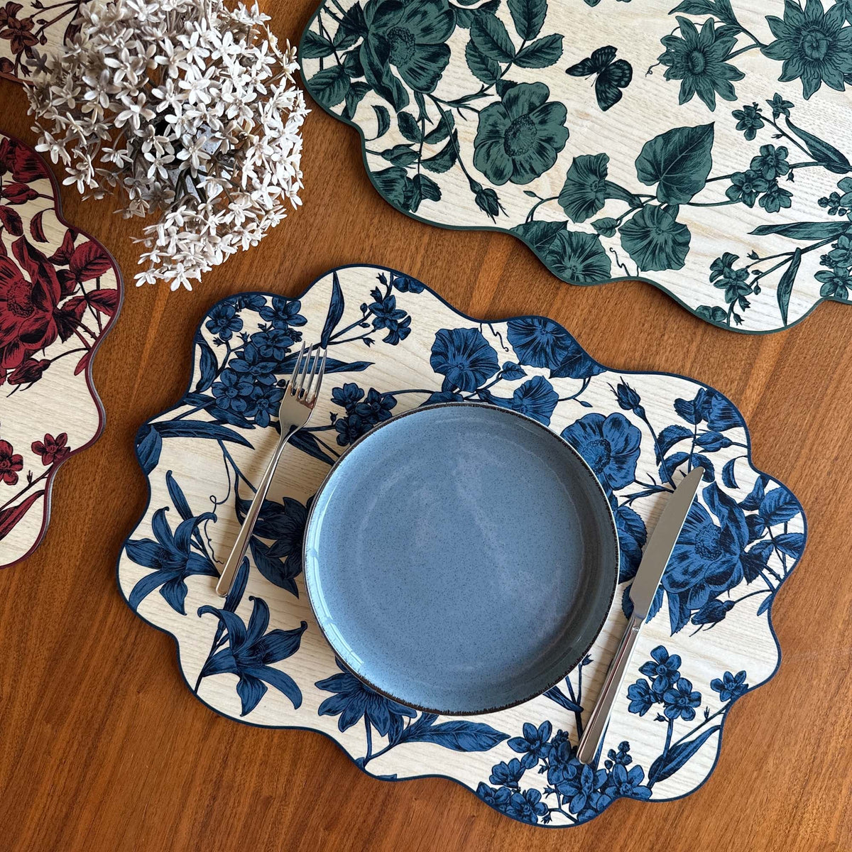 Wooden Flowered Frame Placemat