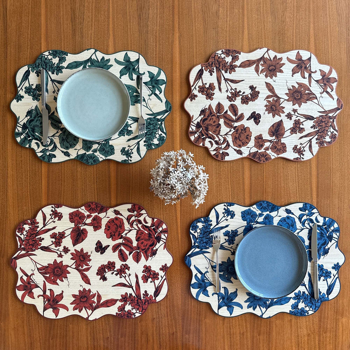 Wooden Flowered Frame Placemat