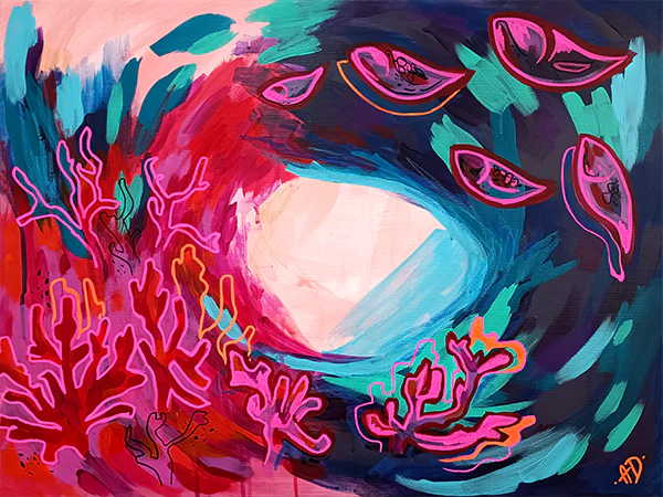 Fishes and corals III original painting