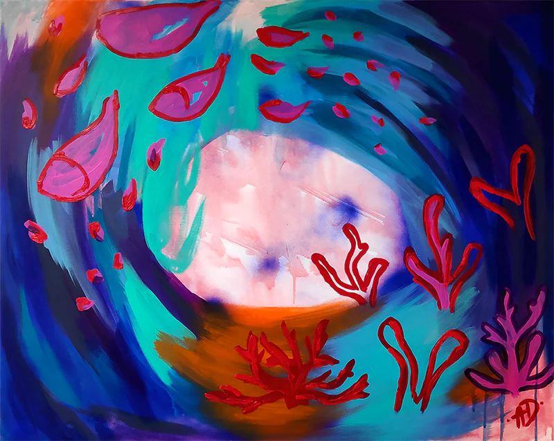 Fishes and corals II original painting
