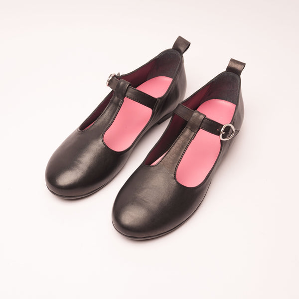 Flami Black T-Strap Mary Jane