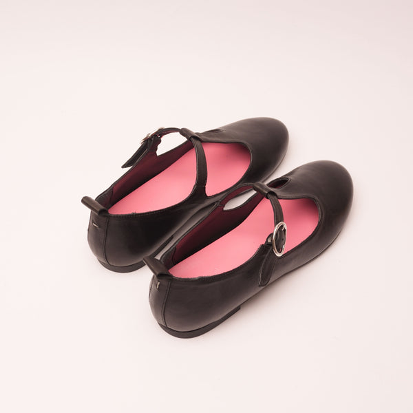 Flami Black T-Strap Mary Jane