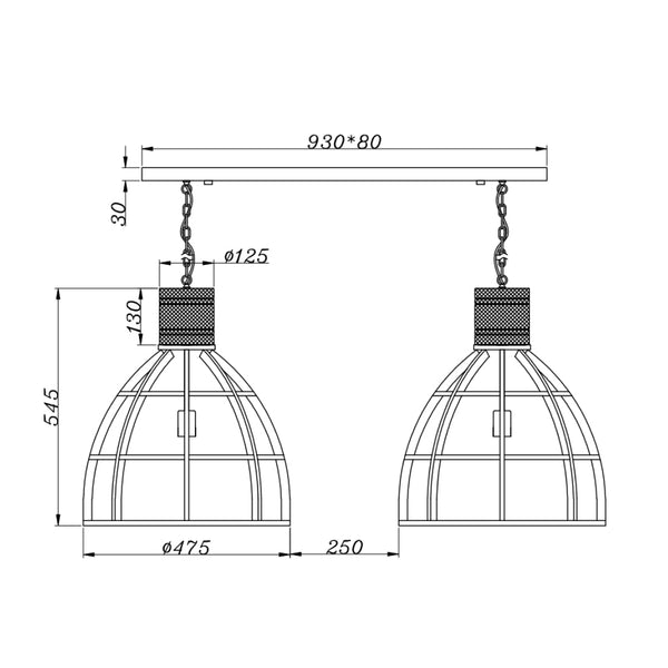 Detail van de zwart metalen Aperto hanglamp met industriële uitstraling.