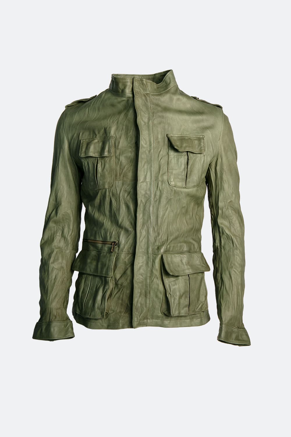 Francesco Sahariana Vintage Verde giacca uomo 100% vera pelle Made in Italy - Barone Firenze 