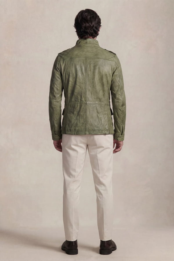 Francesco Sahariana Vintage Verde giacca uomo 100% vera pelle Made in Italy - Barone Firenze 