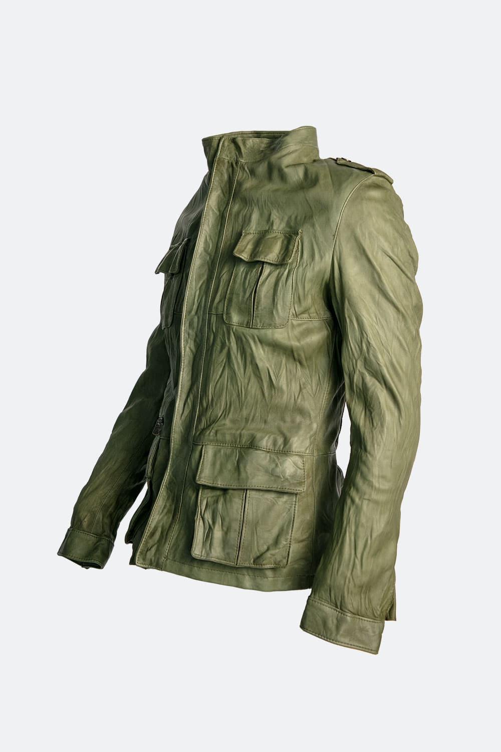 Francesco Sahariana Vintage Verde giacca uomo 100% vera pelle Made in Italy - Barone Firenze 