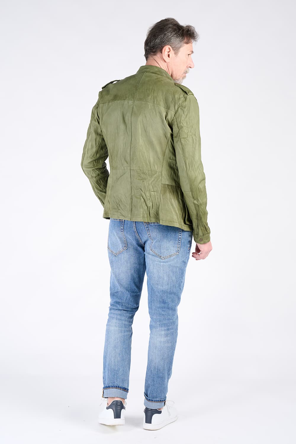 Francesco Sahariana Vintage Verde giacca uomo 100% vera pelle Made in Italy - Barone Firenze 