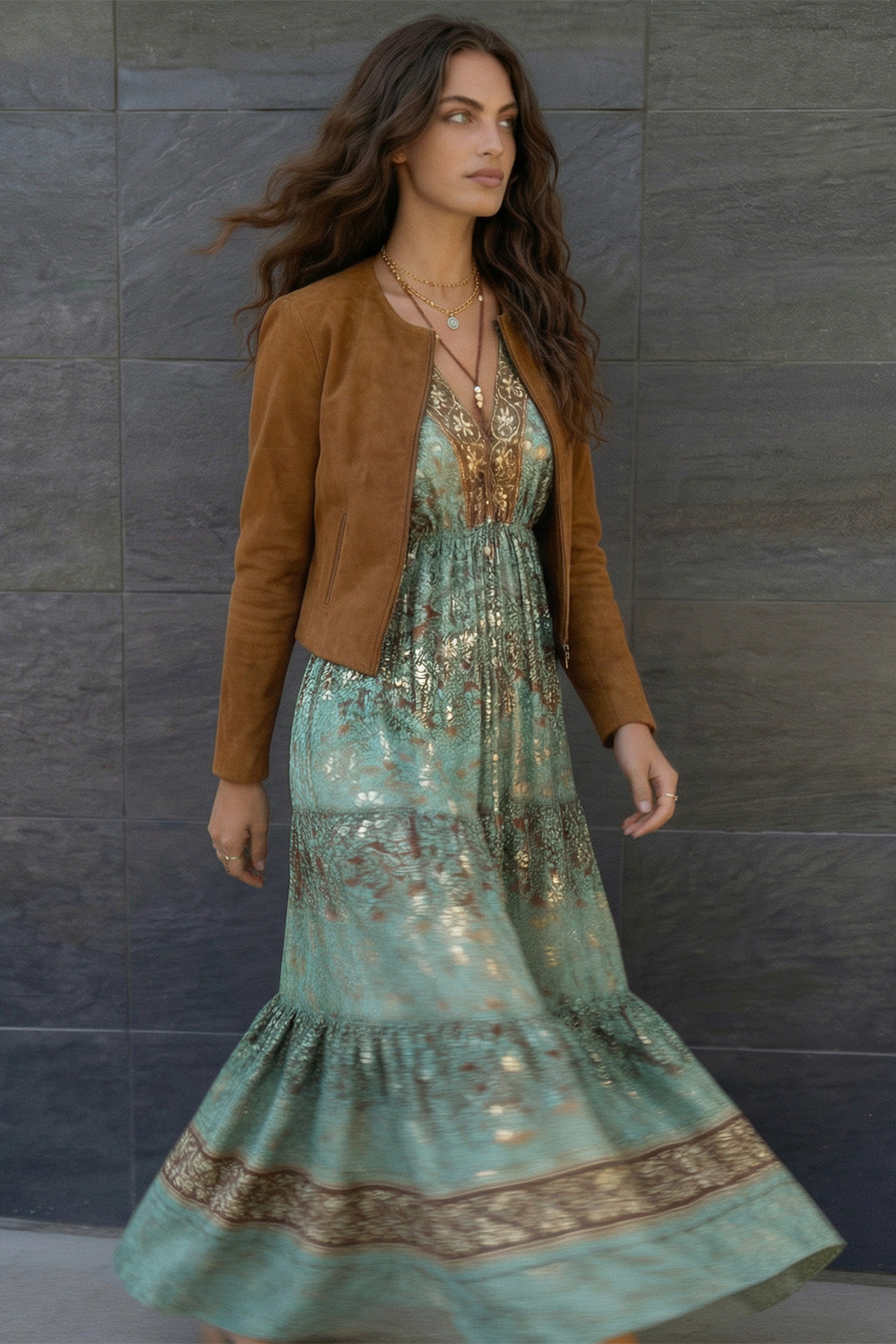 Turquoise Long Gipsy Dress