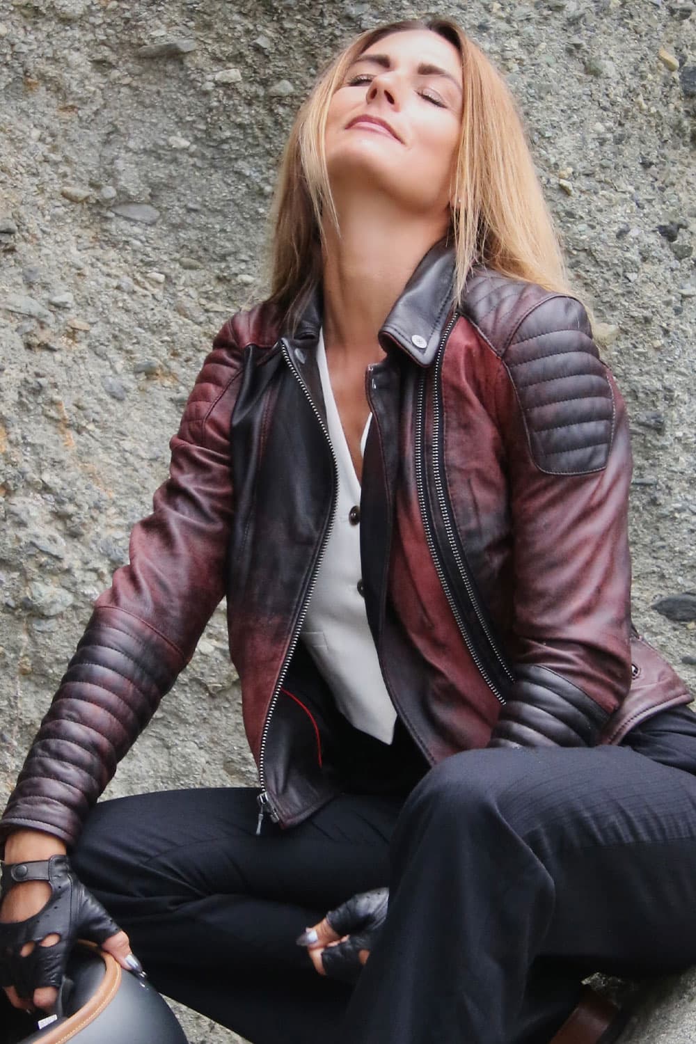 Gaia Bike Flame giacca donna 100% vera pelle Made in Italy - Barone Firenze