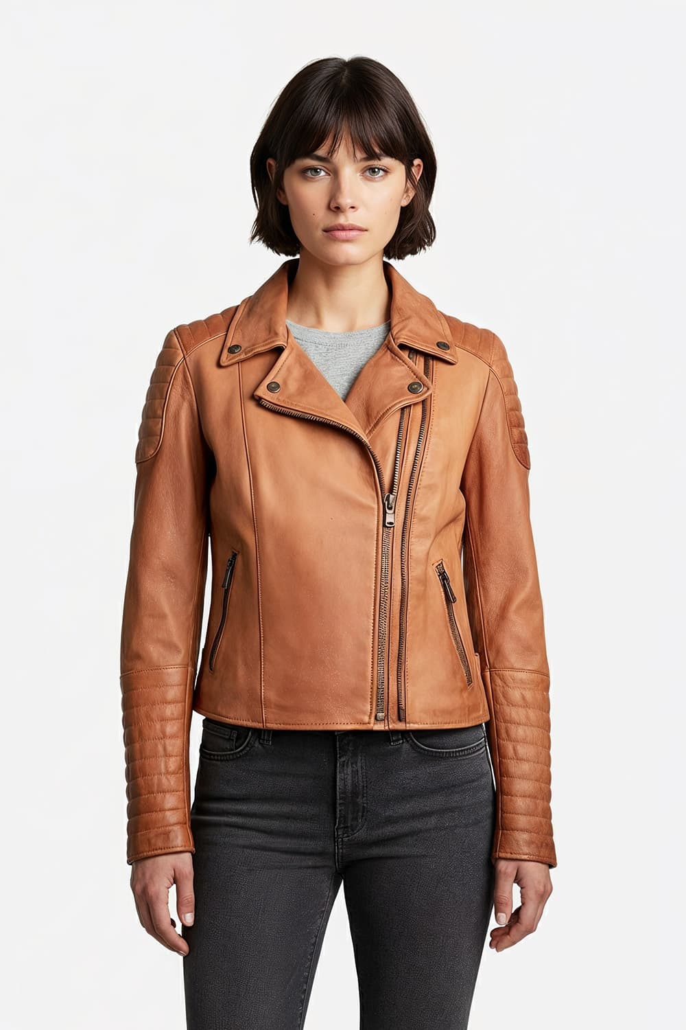 Chiodo Gaia Bike Vintage donna 100% vera pelle Made in Italy - Barone Firenze