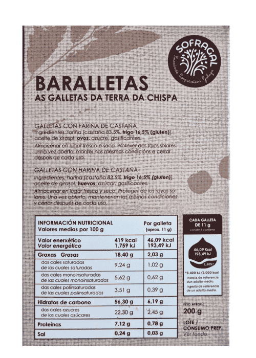 Baralletas – Biscoitos de Farinha de Castanha - 200 g
