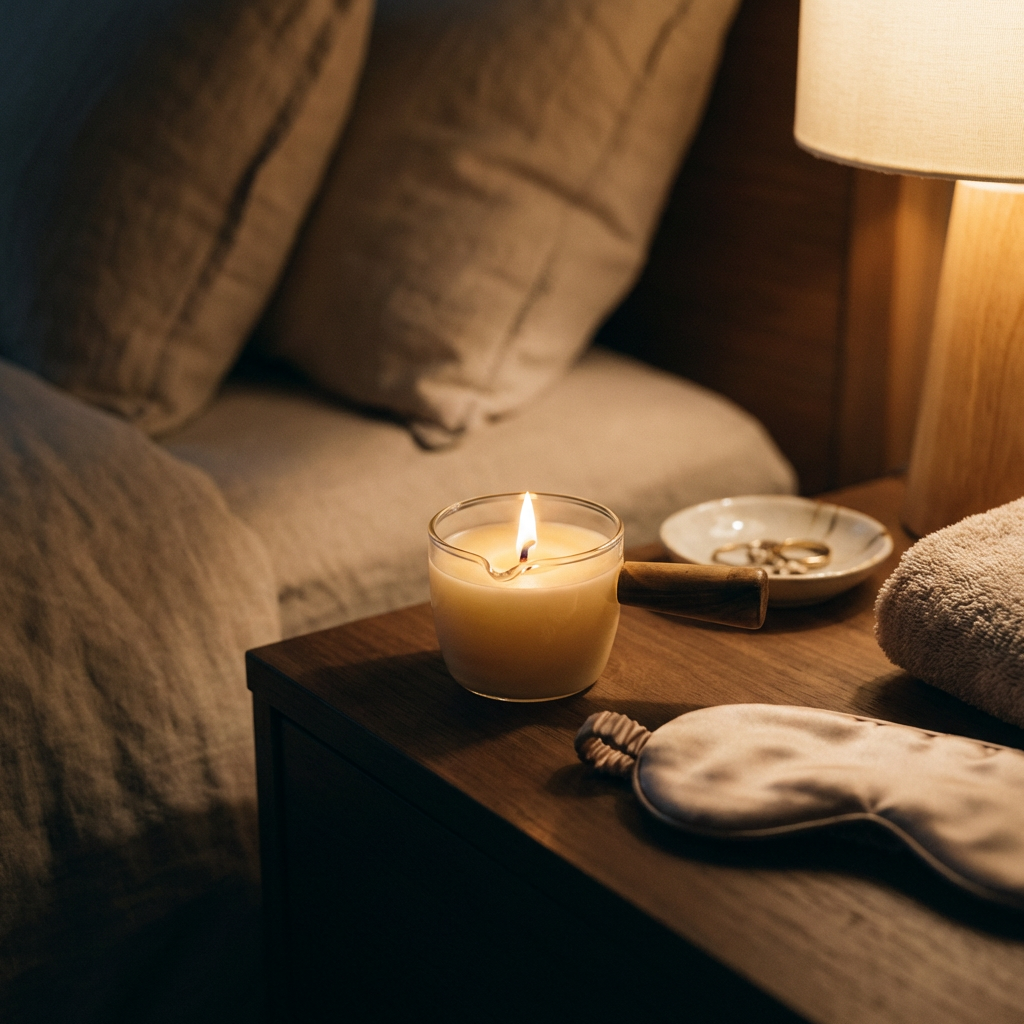 CocoBee massage candle for couples creating a warm self-care ritual