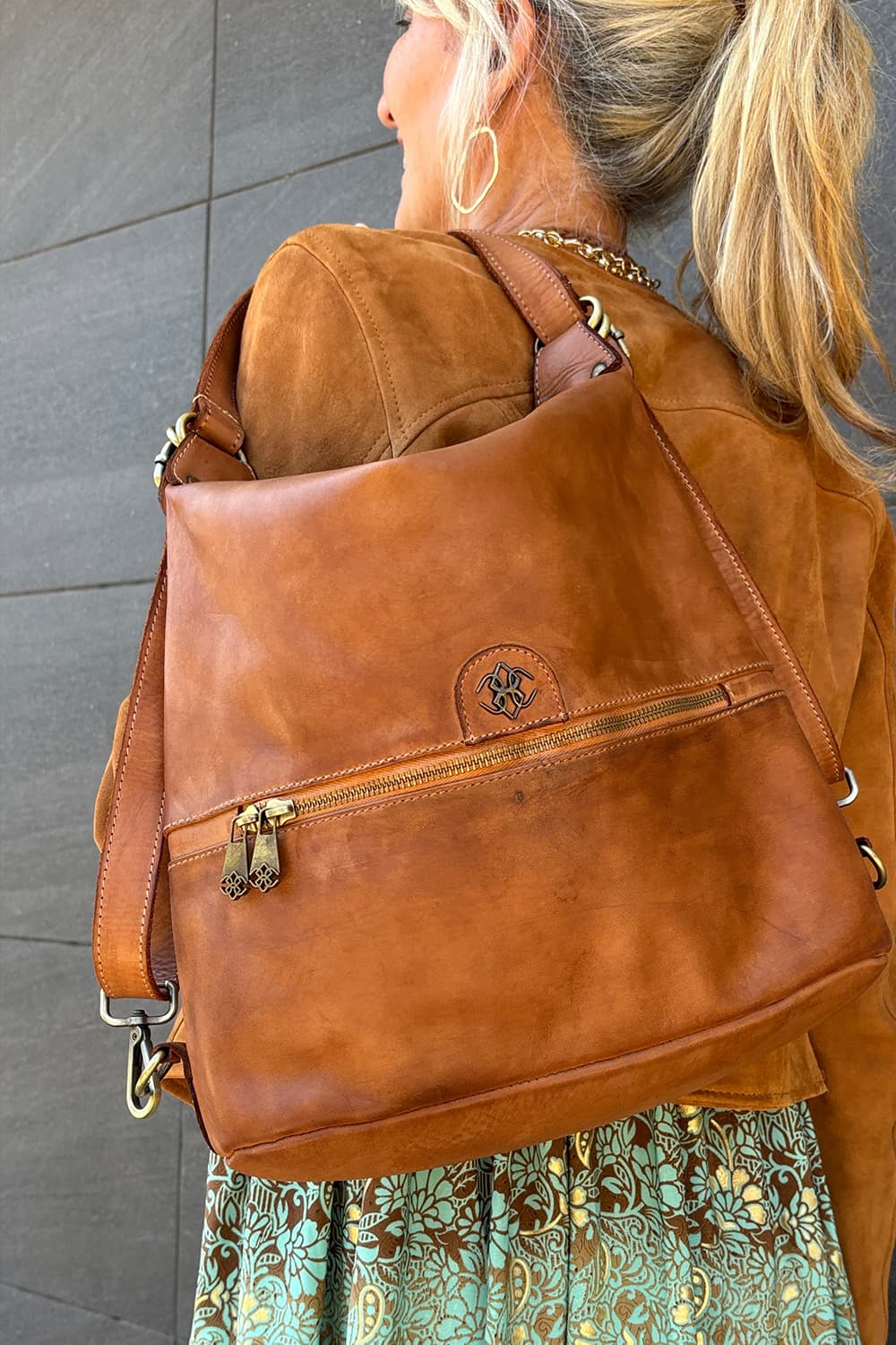 Ghibellina Borsa Zaino 100% vera pelle Made in Italy - Barone Firenze