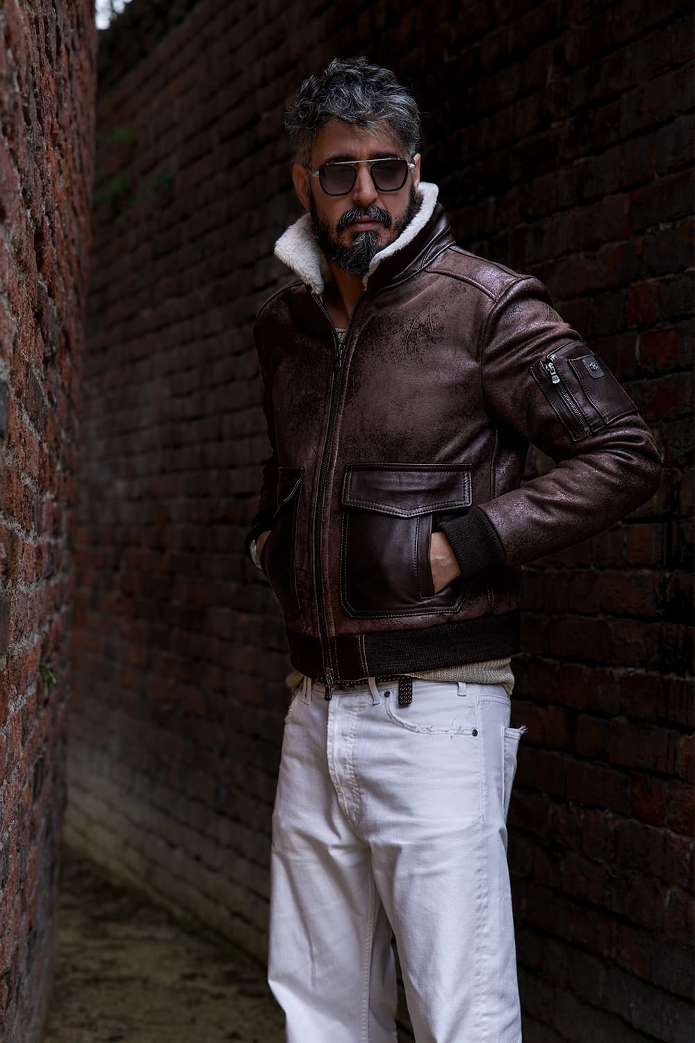 Giacca Aviatore Uomo Testa di Moro Shearling Style - Barone Firenze
