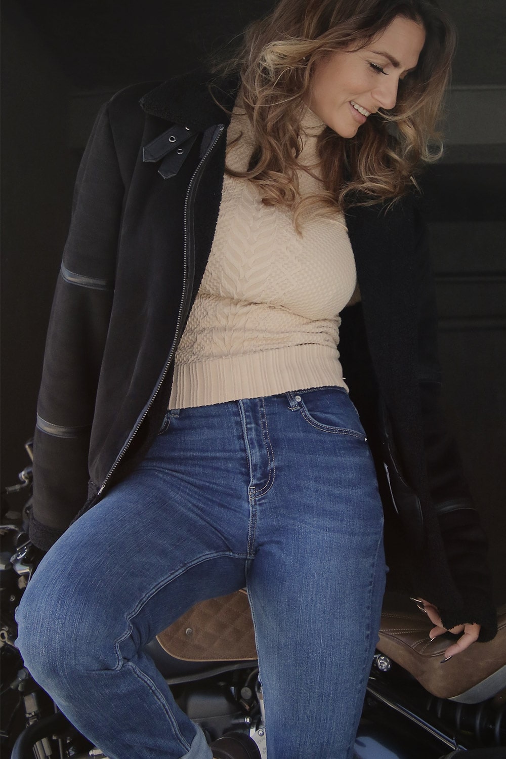 Chiodo Gold Shearling Style donna Made in Italy - Barone Firenze