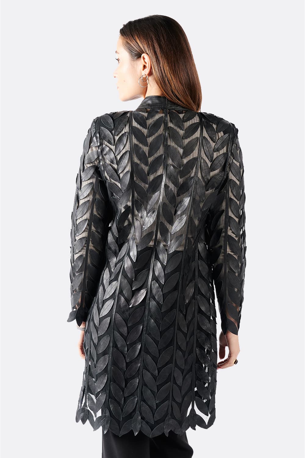 Giacca Foglie Lunga con Zip donna 100% vera pelle Made in Italy - Barone Firenze