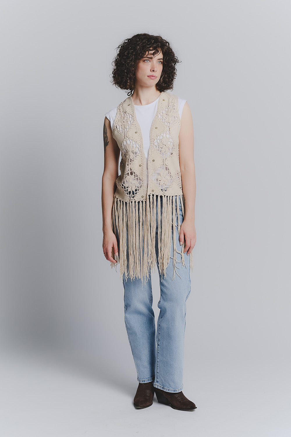 Gilet Macramè Beige